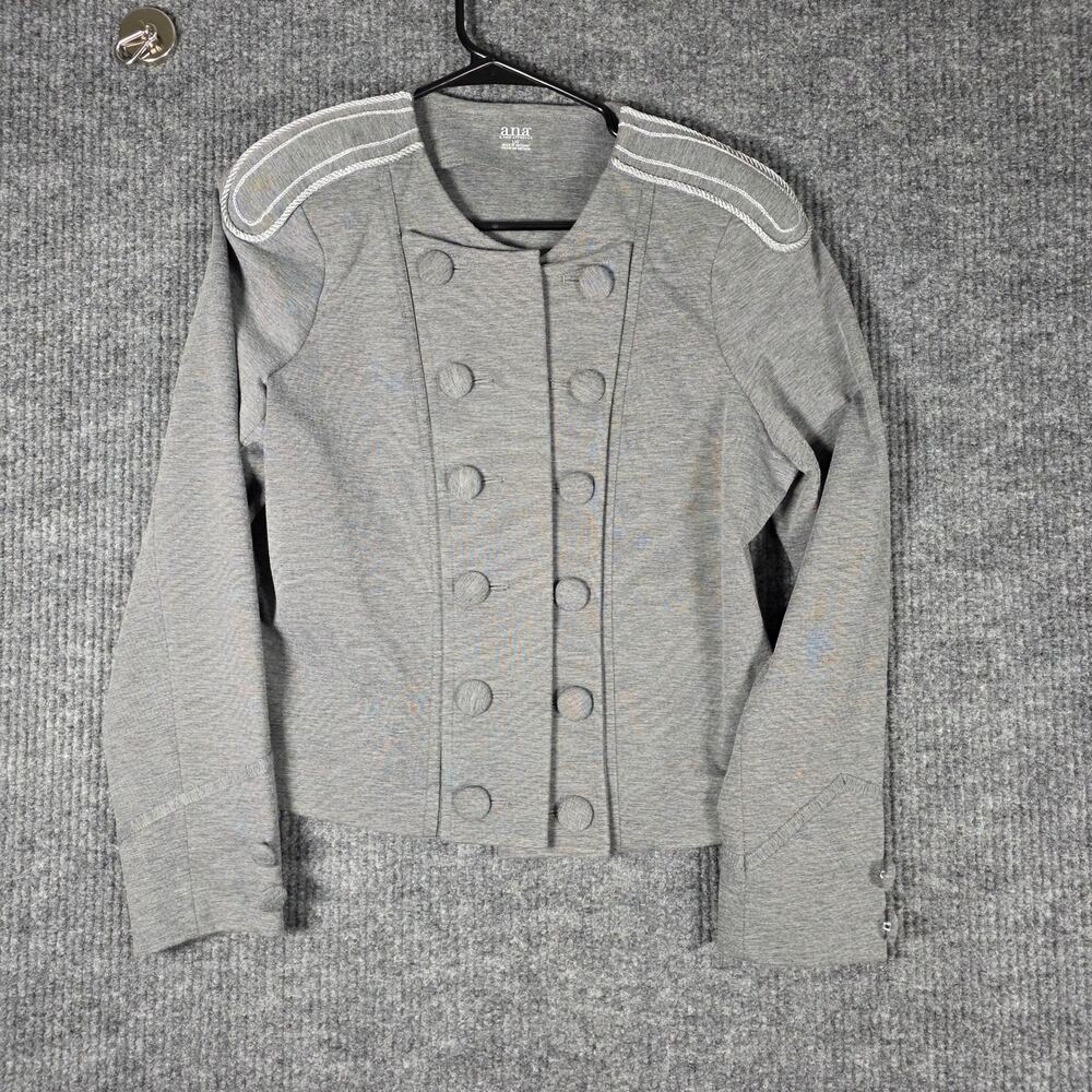 ANA Gray Military Jacket Women's Large Double‎ Breasted Button Front